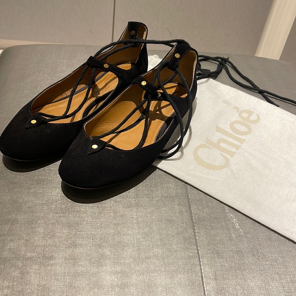 Chloe black suede ballet flats